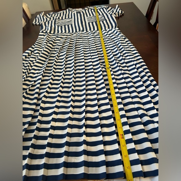 Papell Boutique Navy and White Striped women’s  Dress - Picture 6 of 8